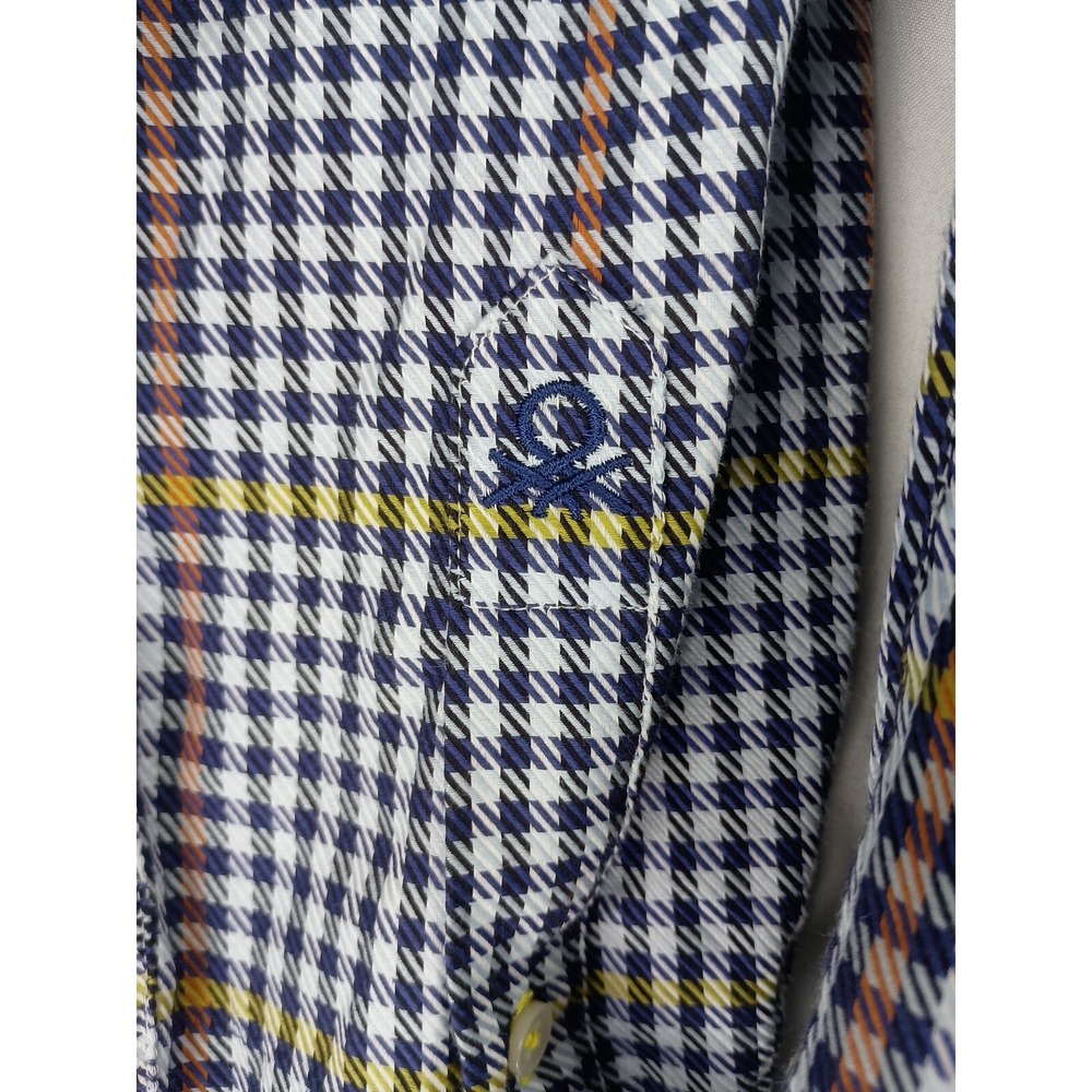 United Colors Of Benetton Long Sleeve Shirt Size Small Hound's Tooth
